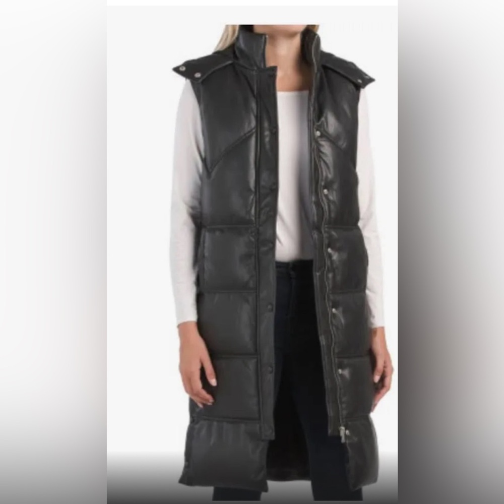 7 For All Mankind Faux Leather puffer vest